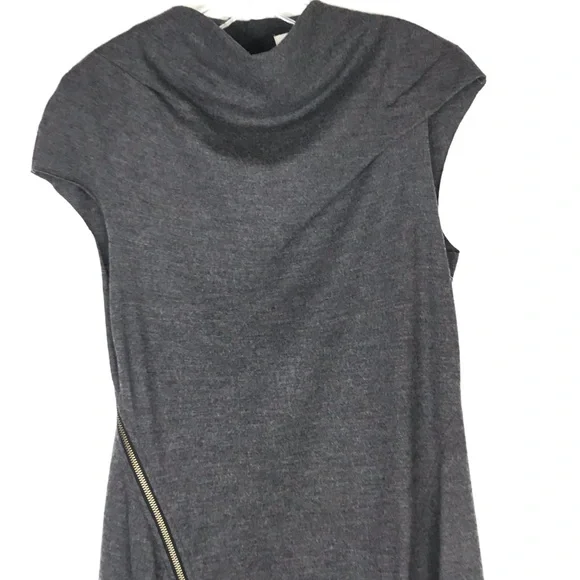HELMUT LANG 100% Wool Zipper Dress Gray Size L - Picture 5 of 14